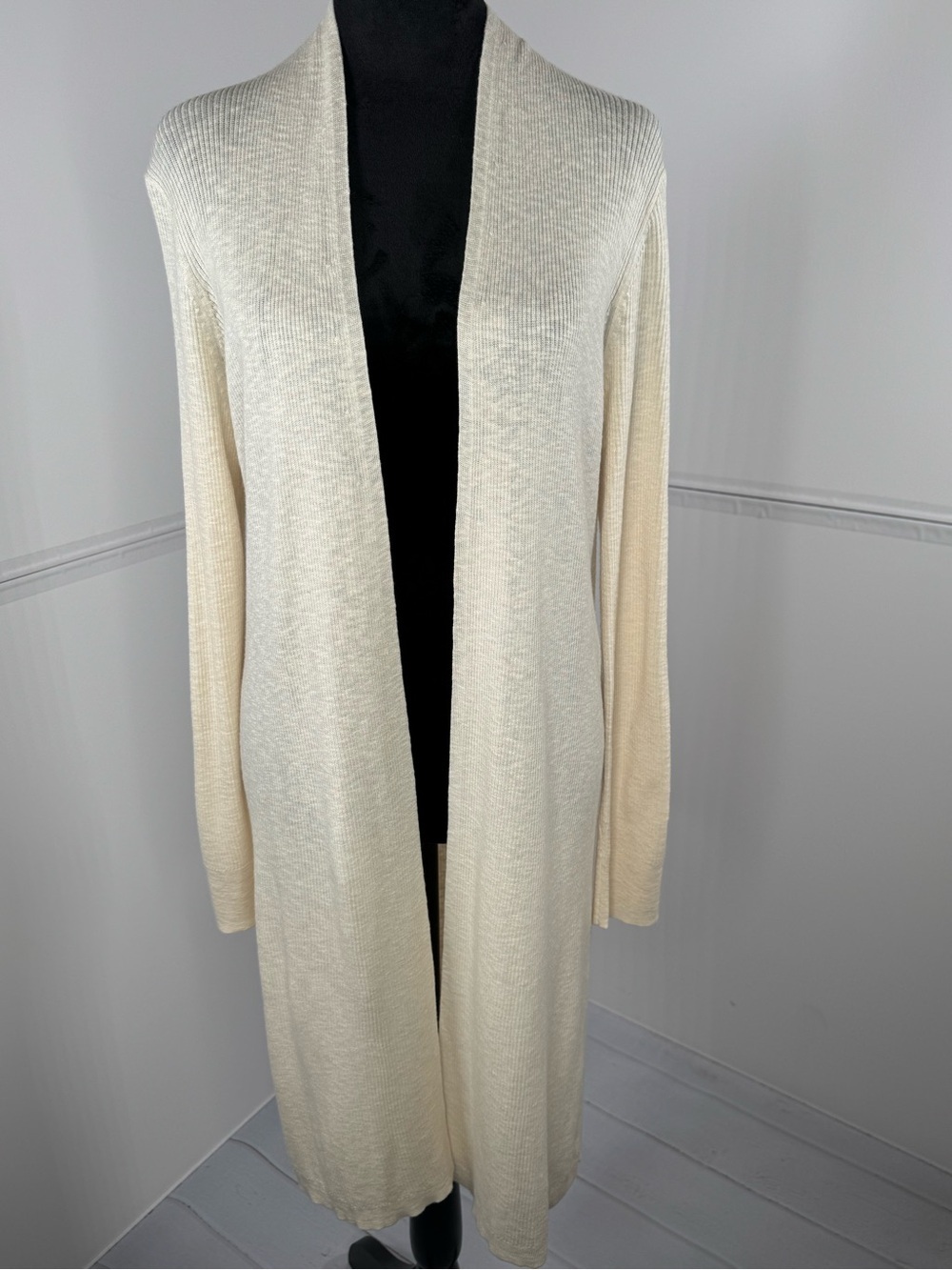Banana Republic Ivory Long Open Front Duster Cardigan Sweater Size Medium